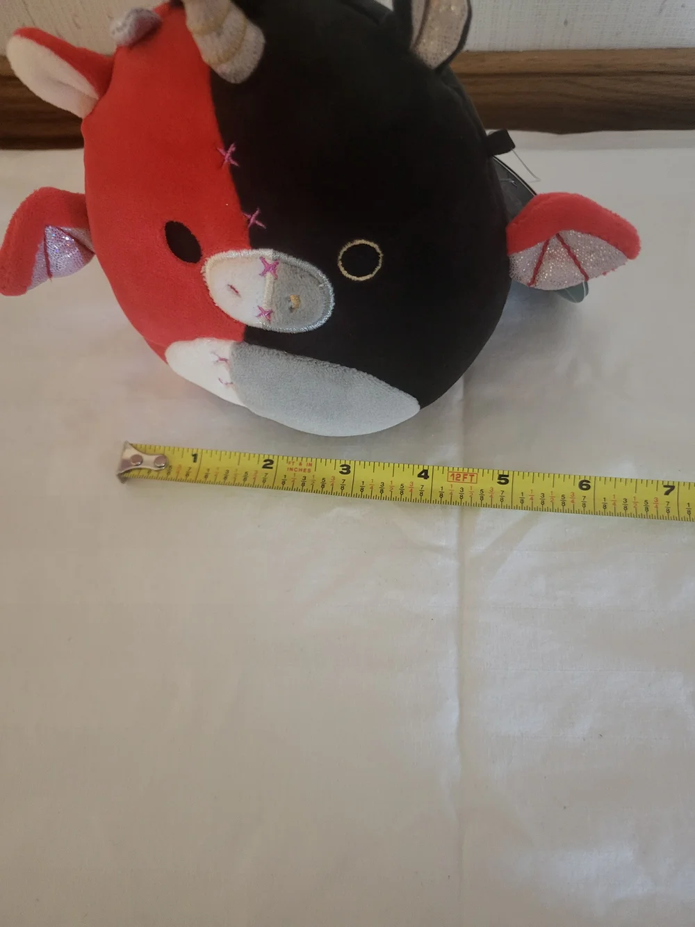 Squishmallows Red and Black Unicorn Cow Plush